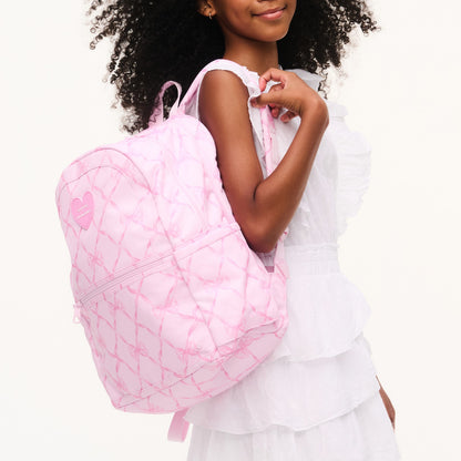 STATE x LoveShackFancy Kane Double Pocket Backpack Recycled Polyester Canvas Pink Peppermint