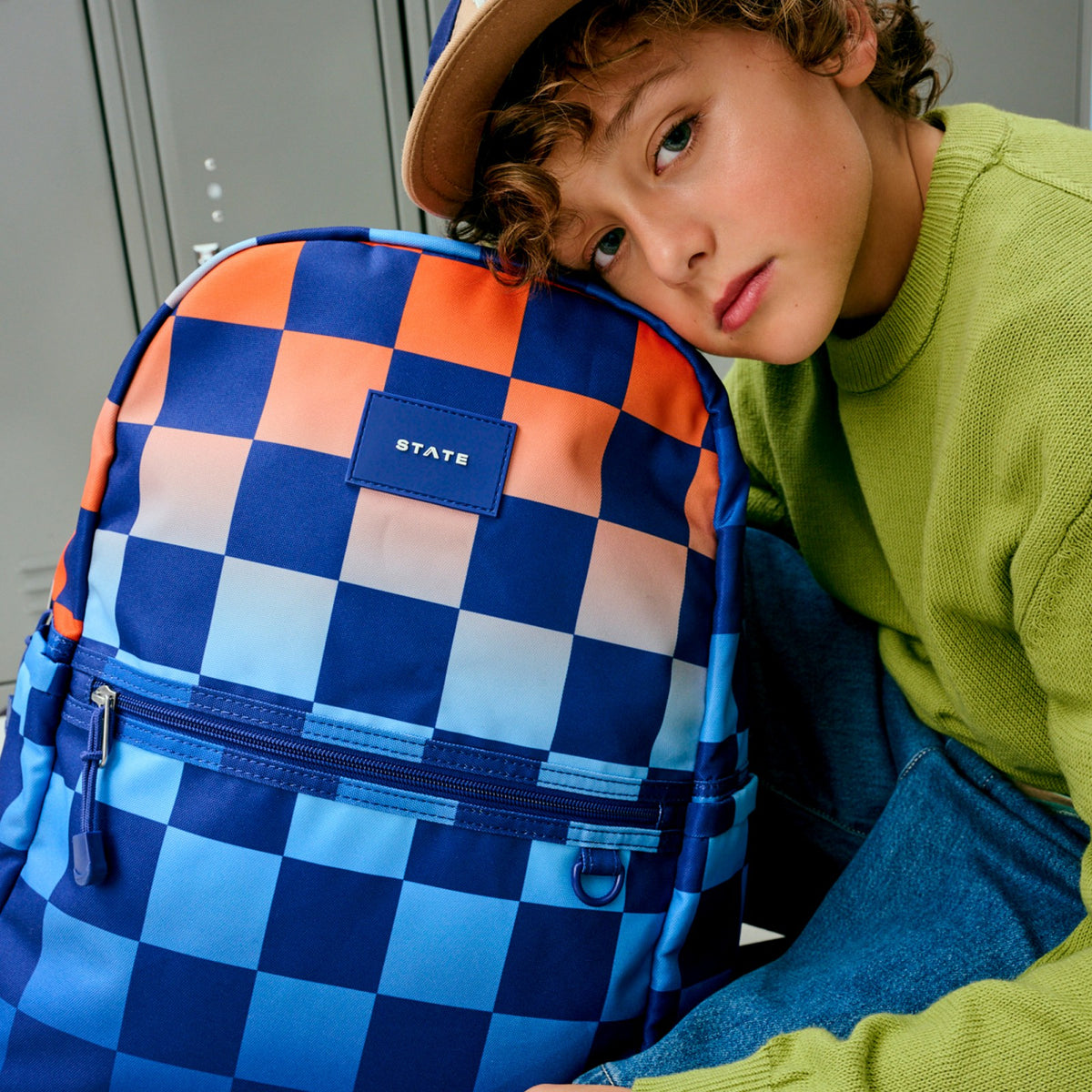 Kane Double Pocket Backpack Recycled Polycanvas Gradient Checkerboard