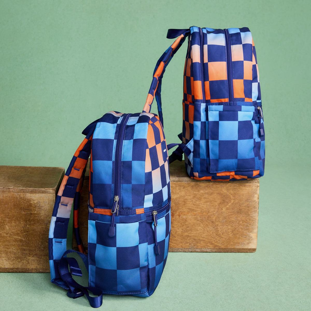 Kane Kids Travel Backpack Printed Canvas Gradient Checkerboard