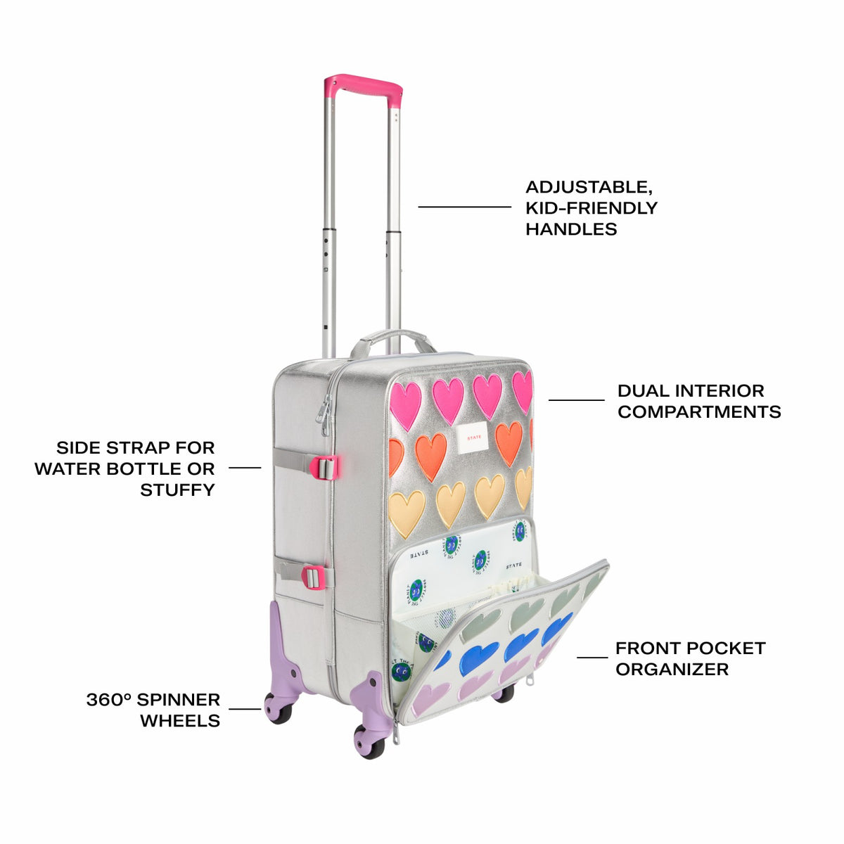 Logan Suitcase Metallic Patchwork Hearts