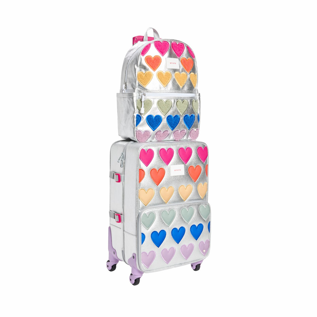 Logan Suitcase Metallic Patchwork Hearts