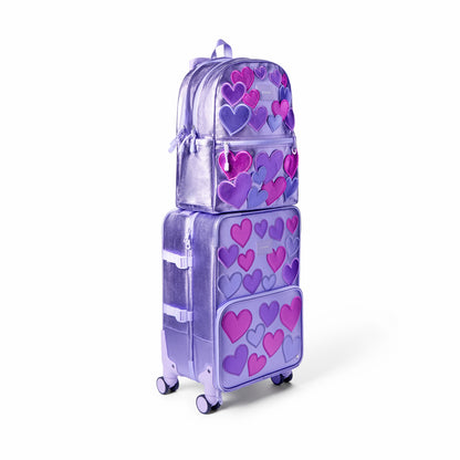 Logan Suitcase Metallic 3D Hearts