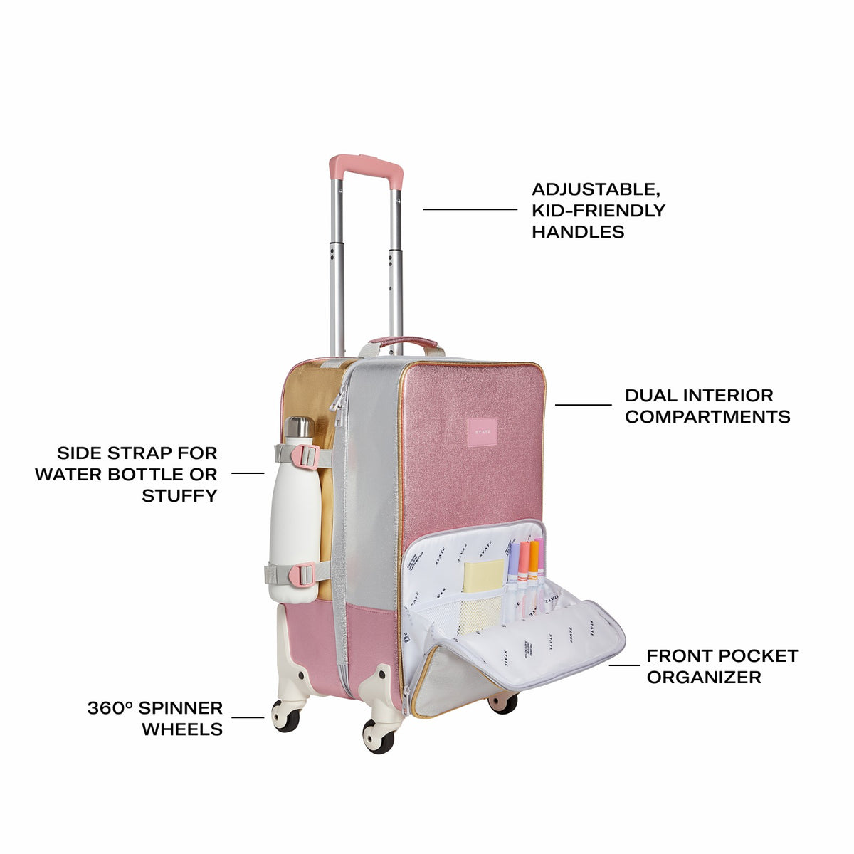 Logan Suitcase Metallic Pink/Silver