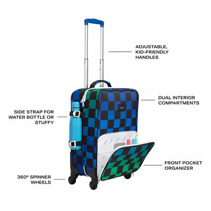 Logan Suitcase Printed Canvas Blue Checkerboard