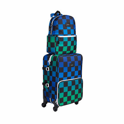 Logan Suitcase Printed Canvas Blue Checkerboard