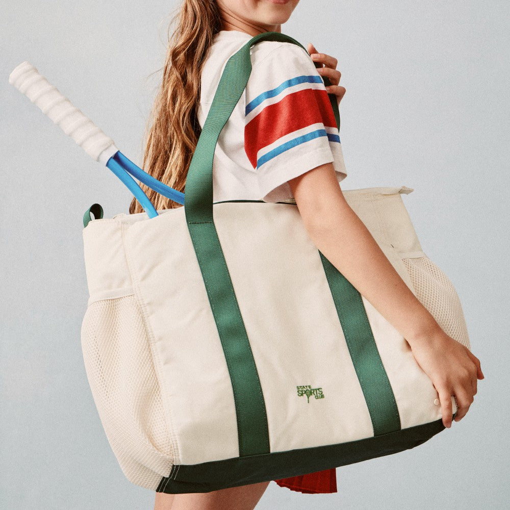 Riley Tennis Tote Nylon Ivory/Green