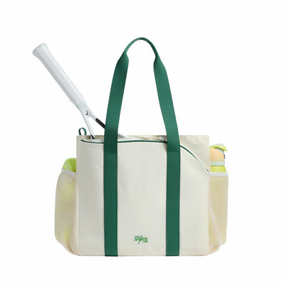 Riley Tennis Tote Nylon Ivory/Green