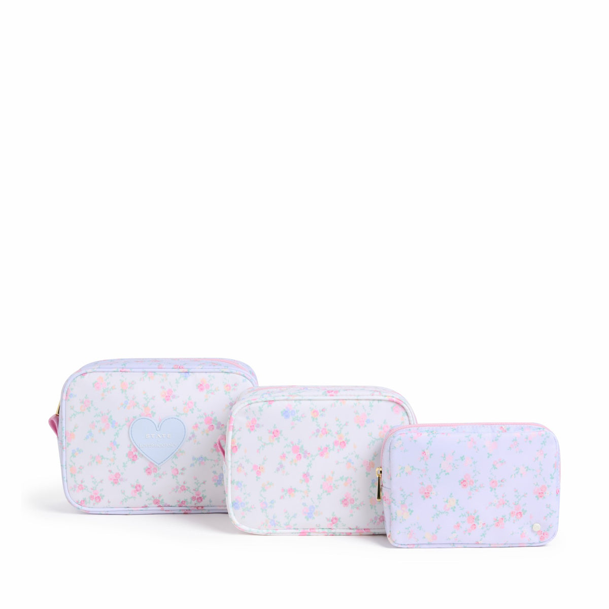 STATE x LoveShackFancy Travel Pouch Set Nylon Confetti Bloom / Wildflower Blue