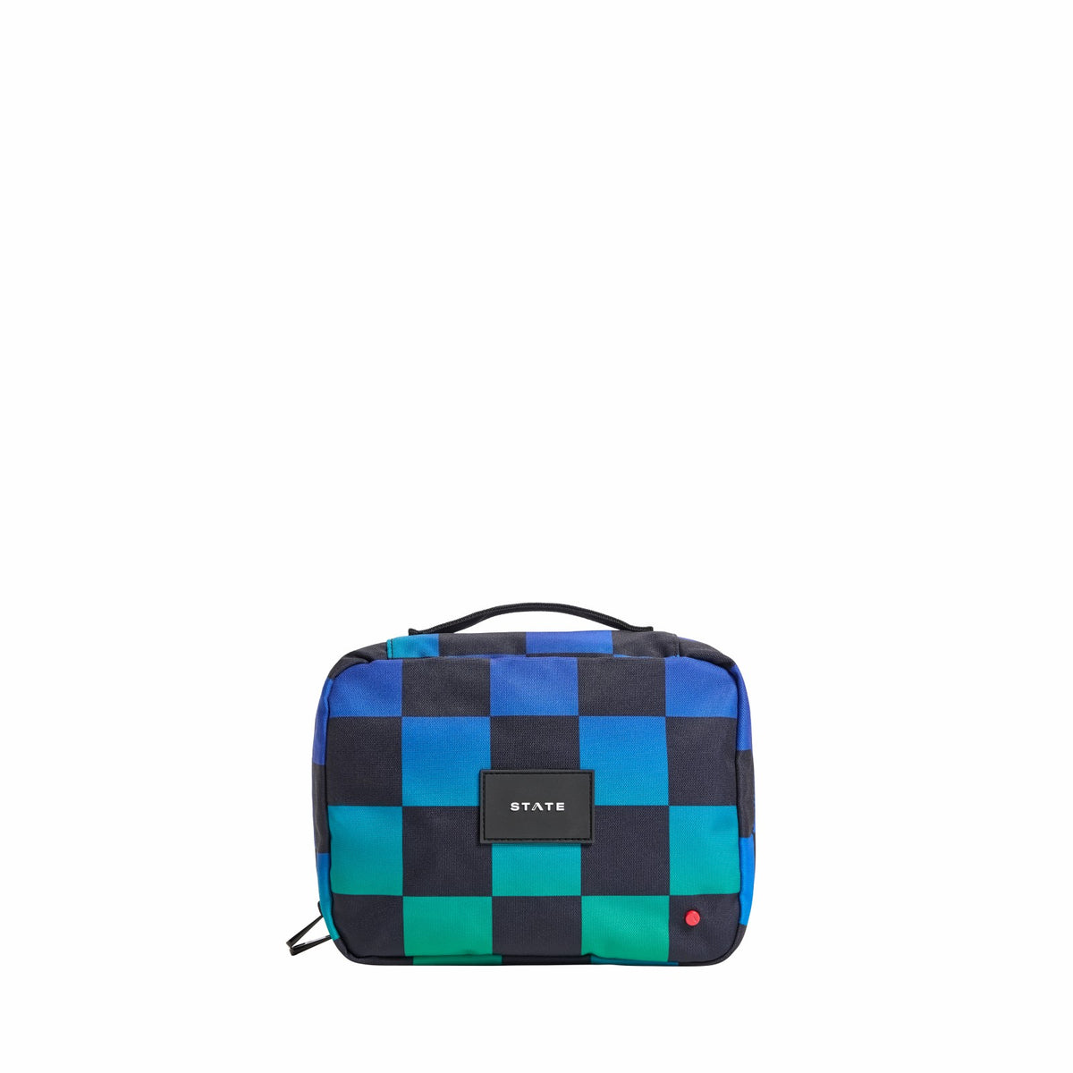 Bensen Toiletry Kit Recycled Polyester Canvas Blue Checkerboard