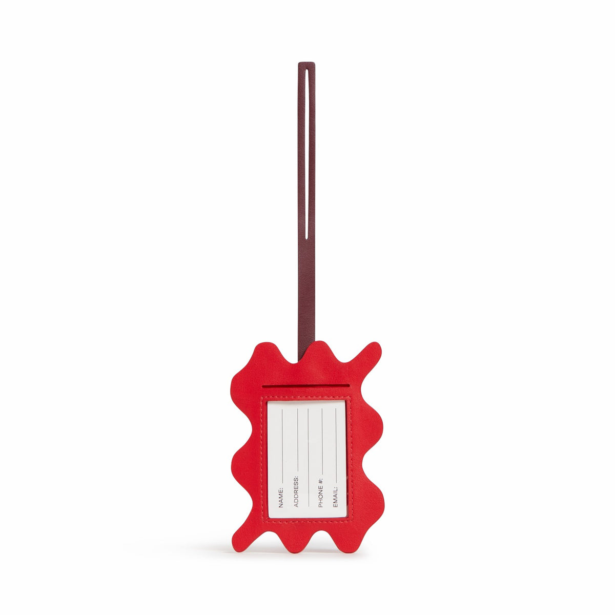 Squiggly Luggage Tag Vegan Leather Burgundy