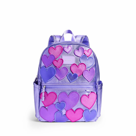 Kane Double Pocket Backpack Metallic 3D Hearts