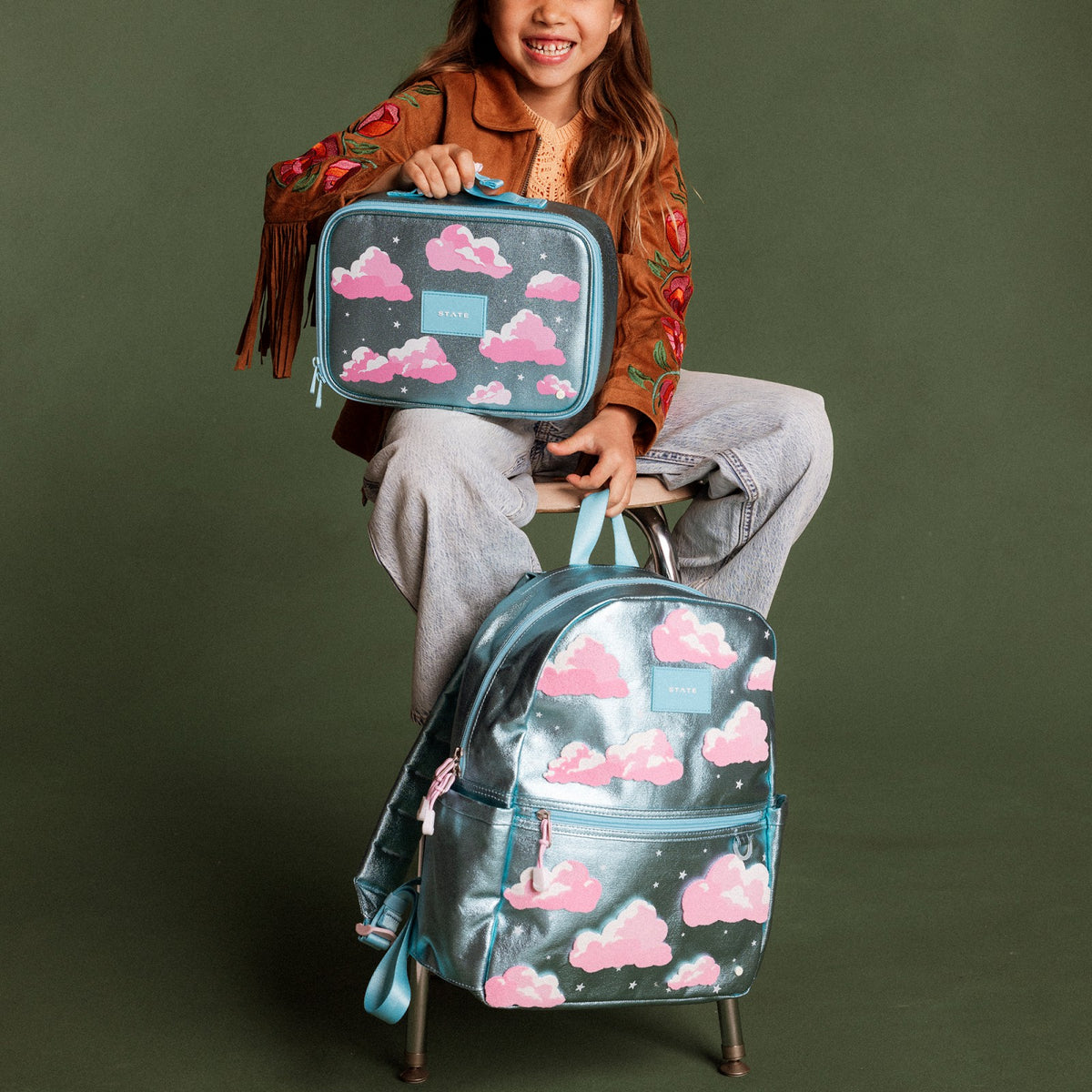 Kane Double Pocket Backpack Metallic Clouds