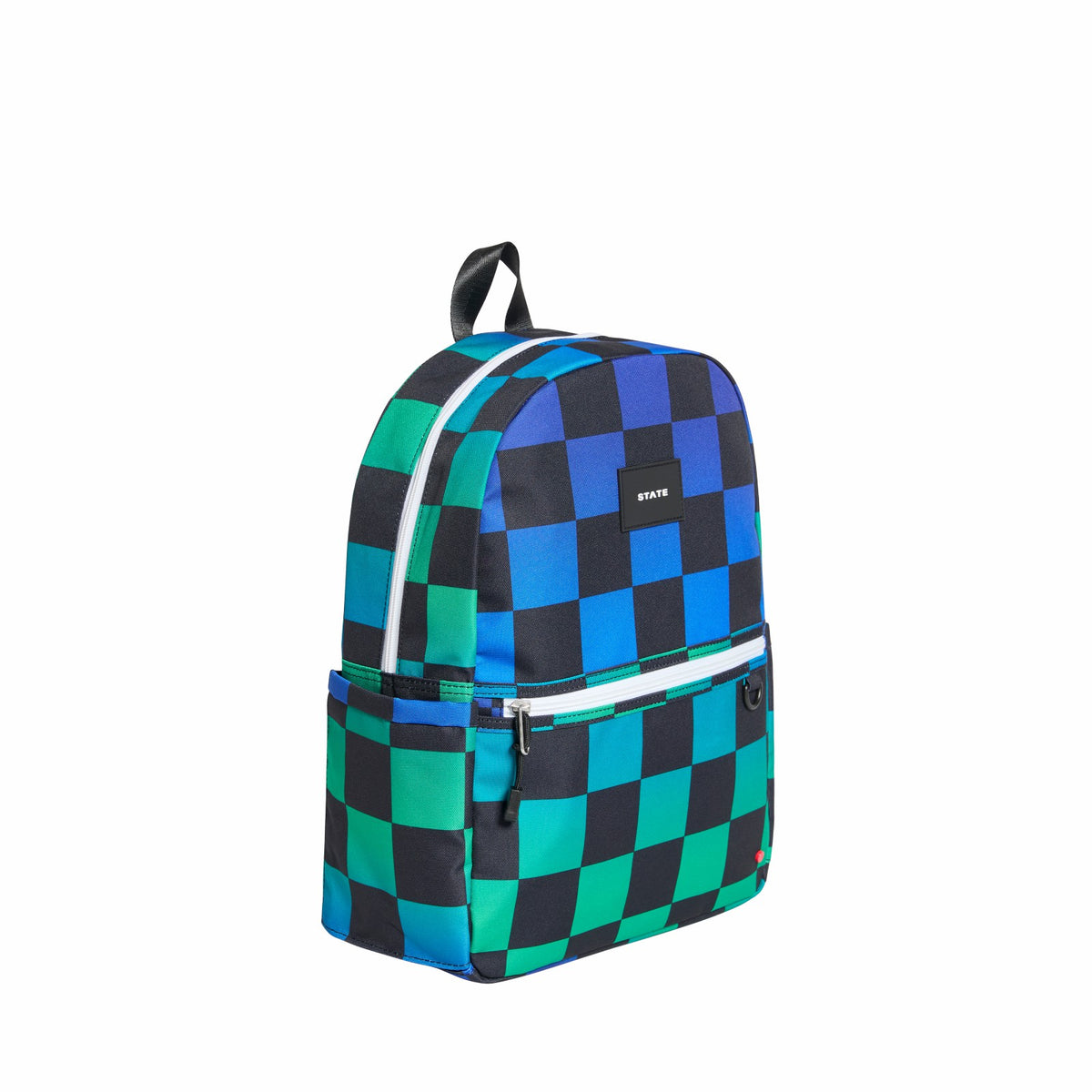 Kane Kids Travel Backpack Printed Canvas Blue Checkerboard