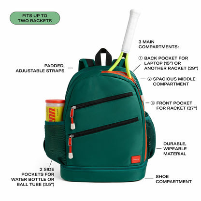 Lenox Tennis Backpack Nylon Evergreen