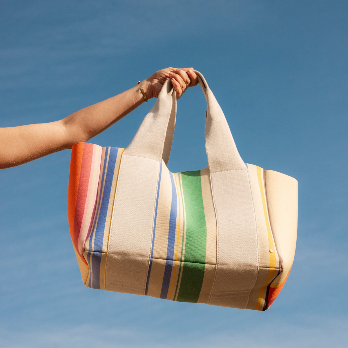 Wellington Cabana Tote Rainbow Stripe