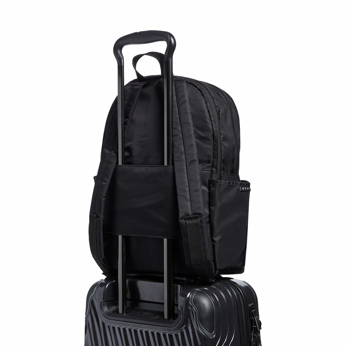 Evans Double Pocket Backpack Recycled Nylon Black