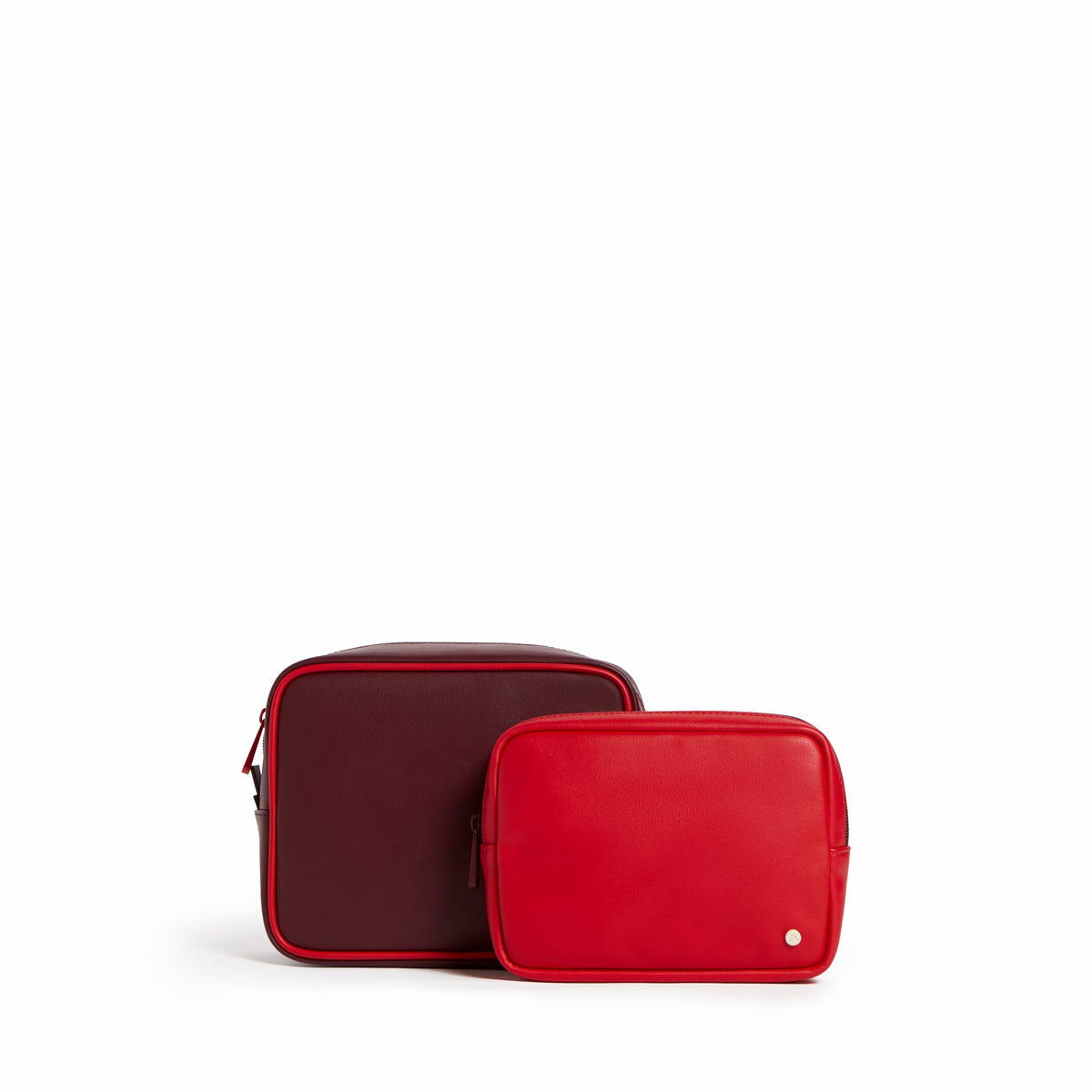 Travel Pouch Set of Two Vegan Leather Burgundy