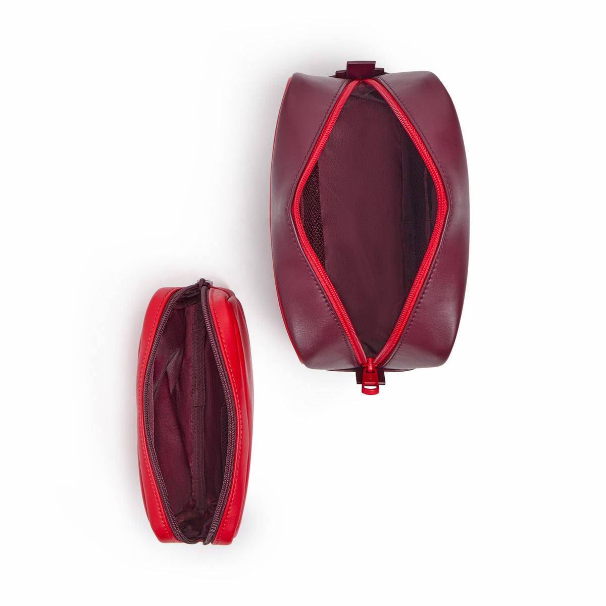 Travel Pouch Set of Two Vegan Leather Burgundy