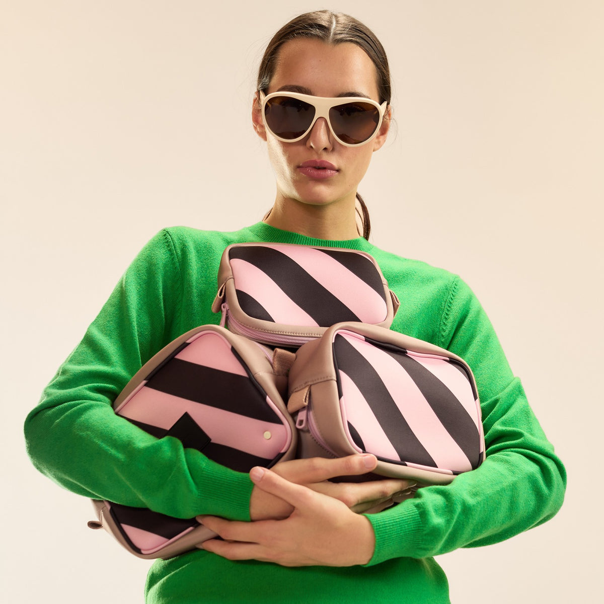 STATE Bags x Cynthia Rowley Travel Pouch Set of Three Stripes