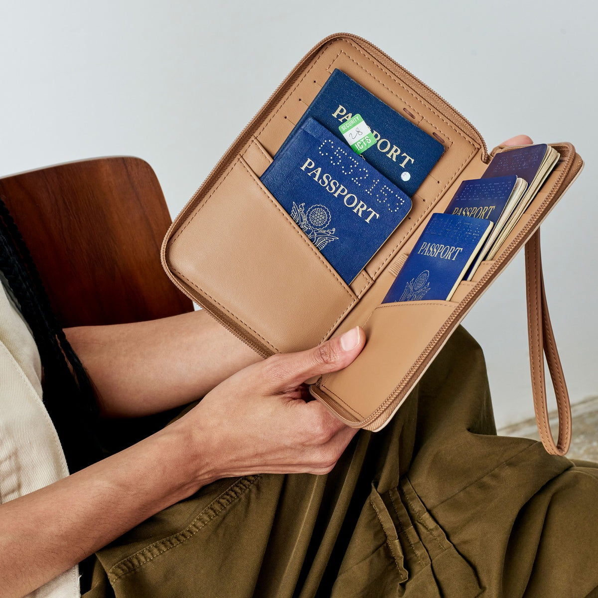 Passport Holder Vegan Leather Sand