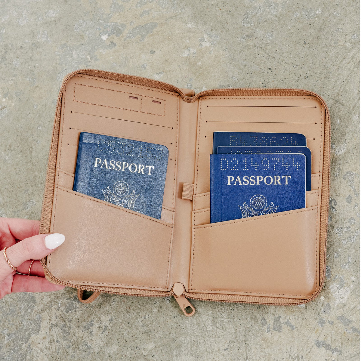 Passport Holder Vegan Leather Sand