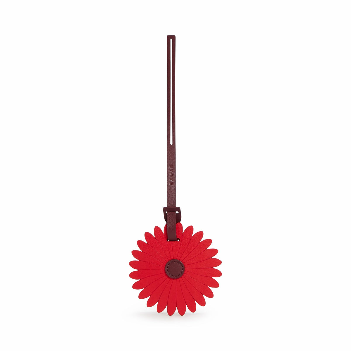 Flower Luggage Tag Vegan Leather Burgundy