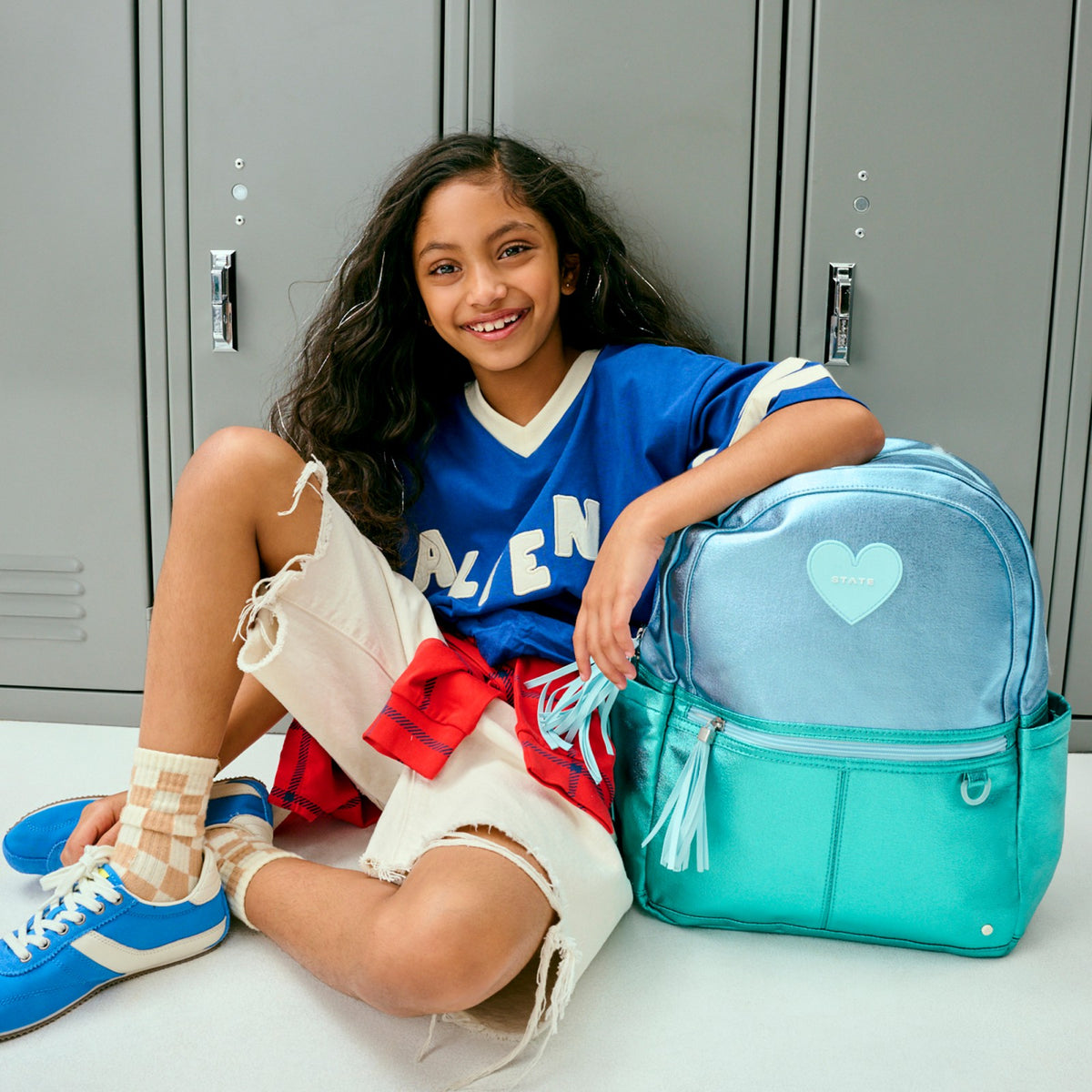 Kane Kids Travel Backpack Metallic Blue/Turquoise Colorblock