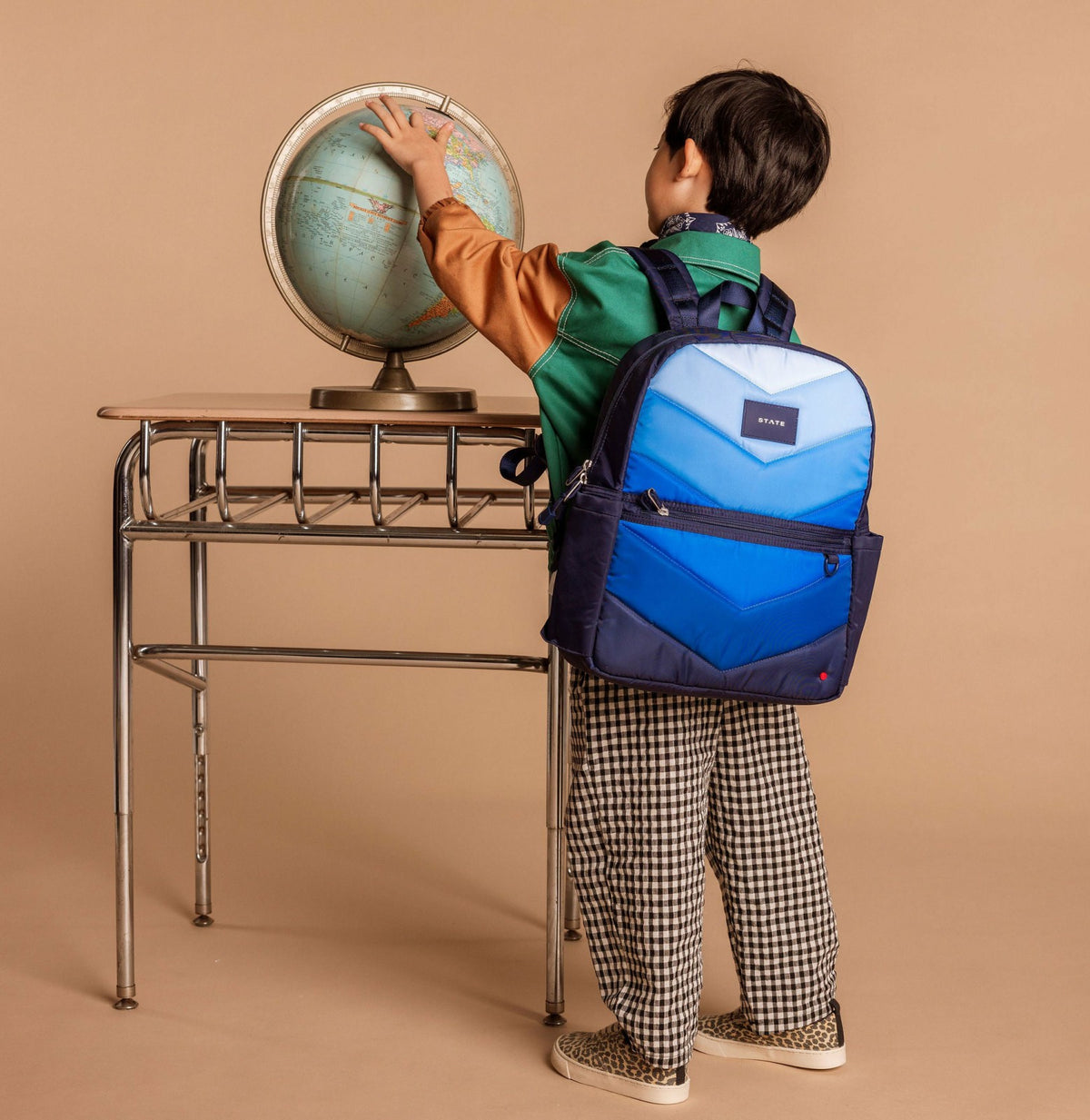Kane Kids Backpack Nylon Puffer Blue Chevron