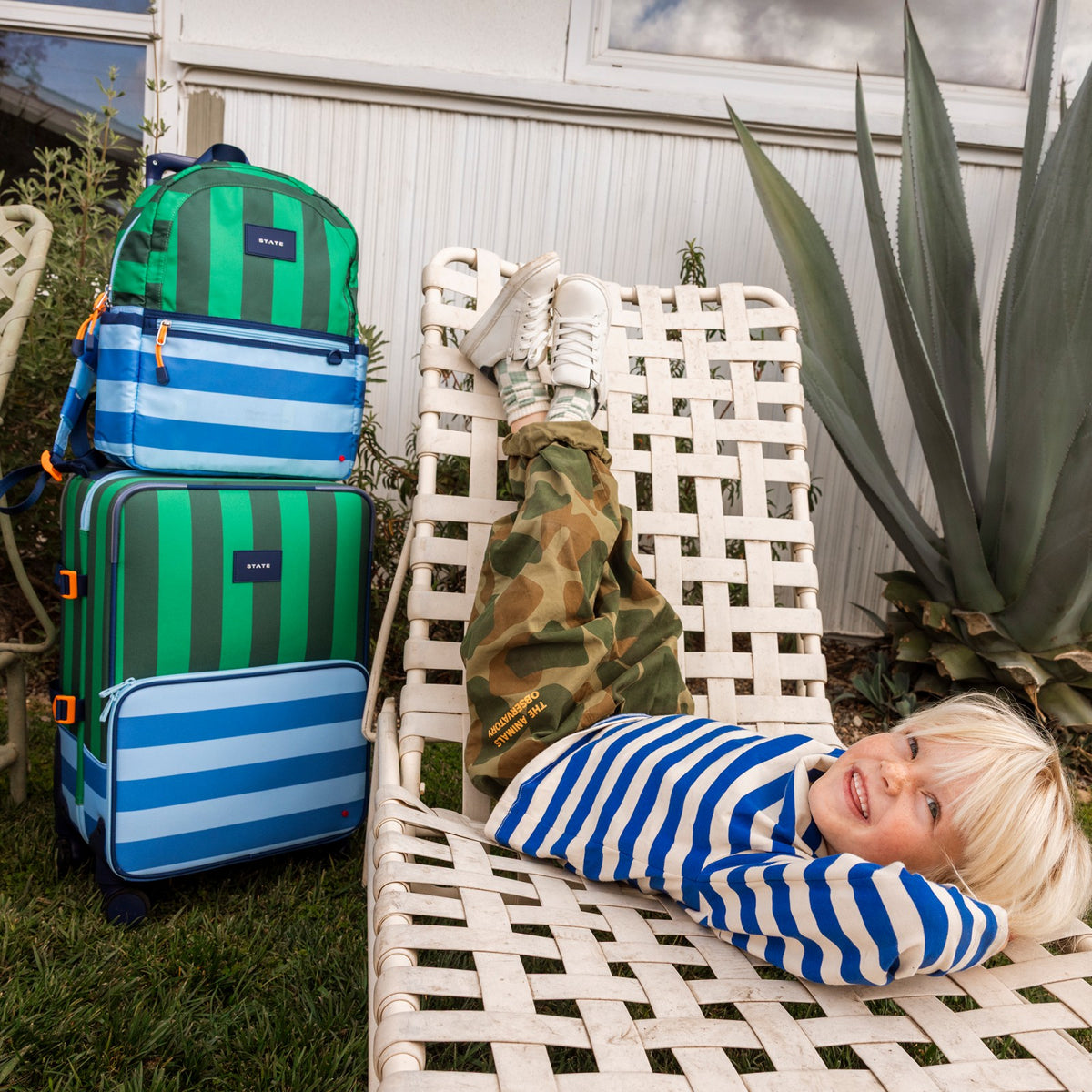 Kane Kids Travel Backpack Recycled Polyester Canvas Stripe