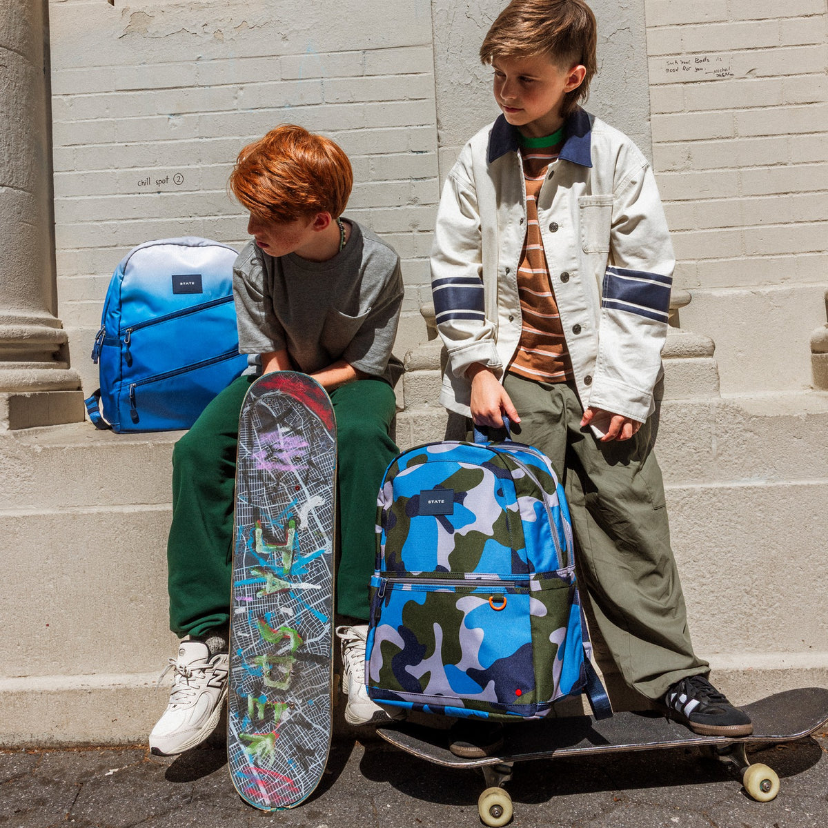 Kane Kids Large Backpack Nylon Blue Gradient Diagonal Zipper