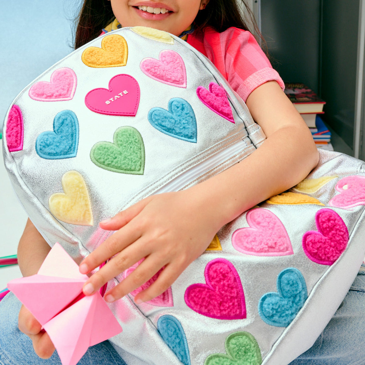 Kane Kids Metallic Happy Fuzzy Hearts