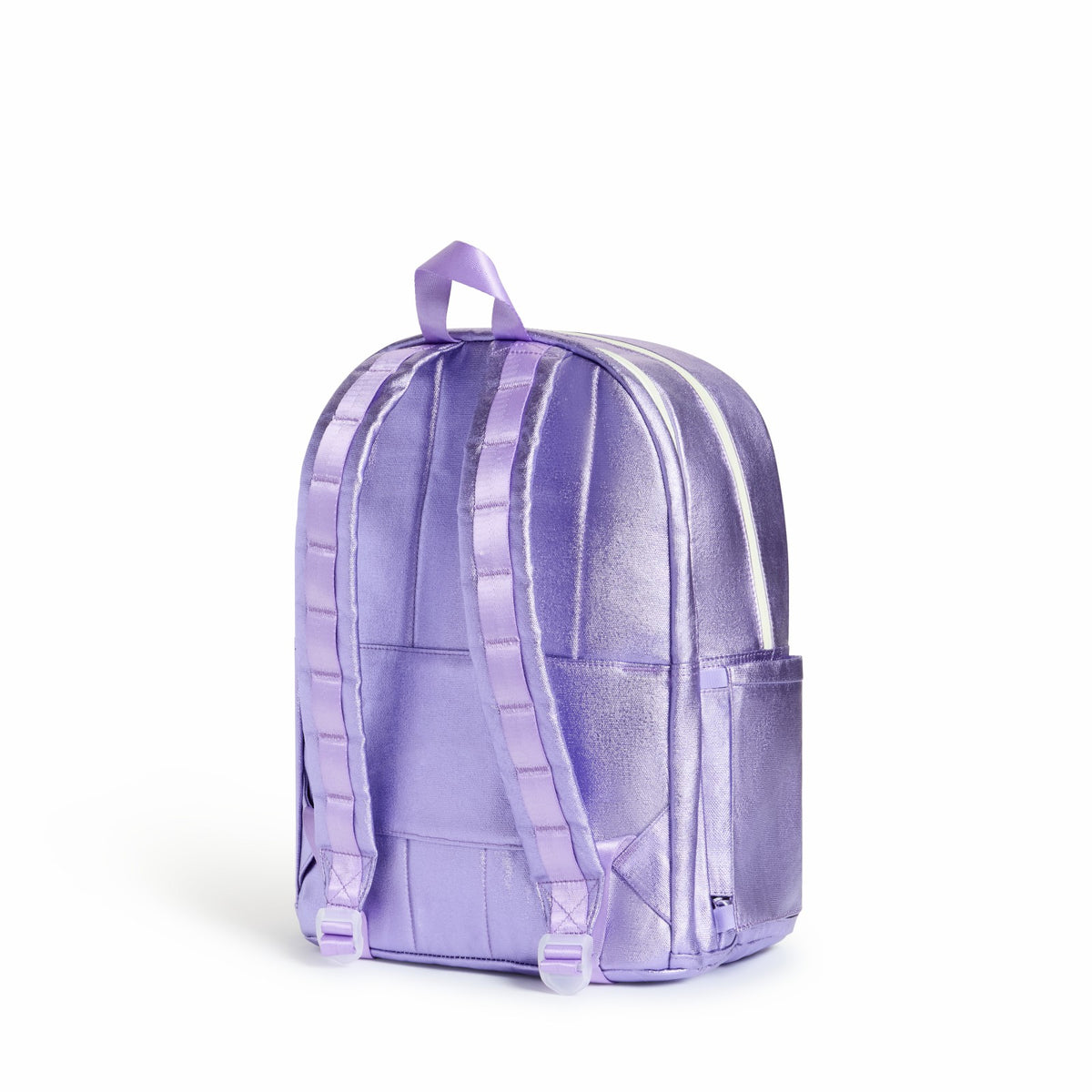 Kane Kids Double Pocket Backpack Metallic Lilac Quilted Sequins