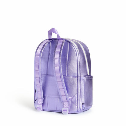 Kane Kids Double Pocket Backpack Metallic Lilac Quilted Sequins